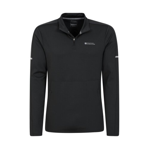 Mountain Warehouse Mens Core Recycled Half Zip Midlayer - Black - XXS - Black - 88% Polyester/12% Elastane