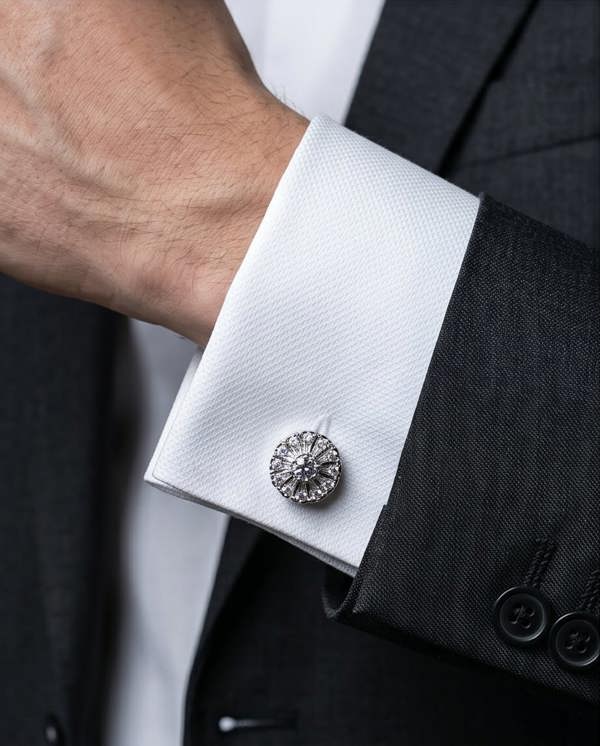 Radiant Crystal Flower Burst Cufflinks
