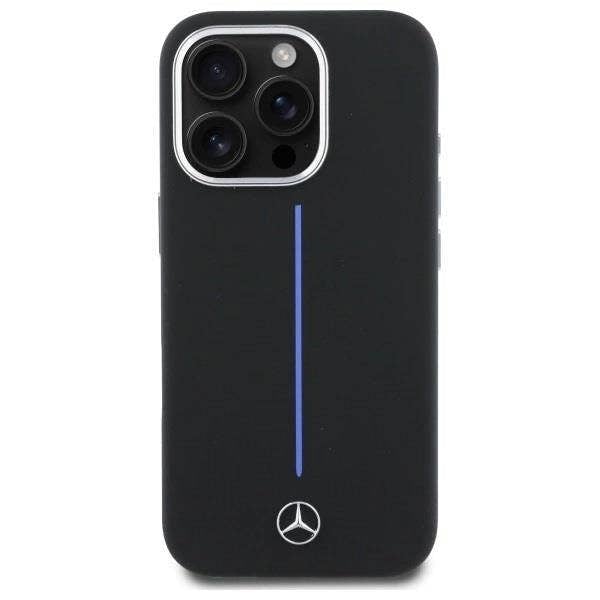 Mercedes Silicone Blue Stripe Case with MagSafe for iPhone 16 Pro Max 6.9" Black - MEHMP16X23SUMBK