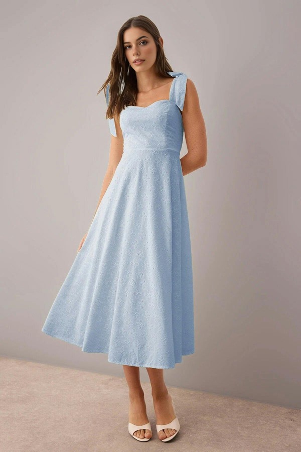 WOVCOR Brode Skater Maxi Woven Dress - Light Blue