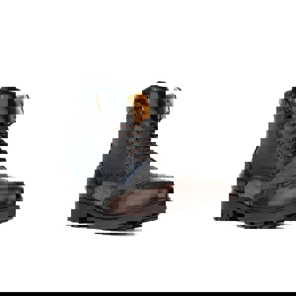 Embassy London Wanderer - Navy & Grey & Burgundy - Men's leather combat style side zipper boot in brown