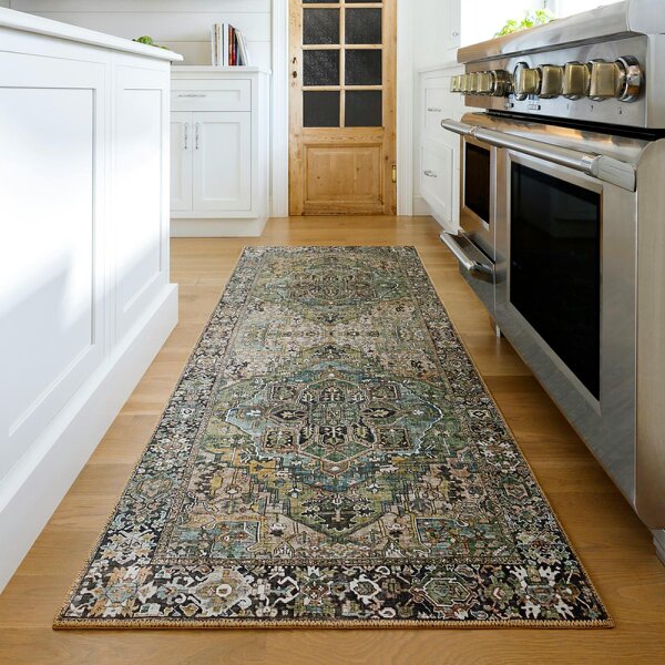 Livabliss Iris-Vintage Green Blue Beige Traditional Boho Rug - 80 x 230 cm