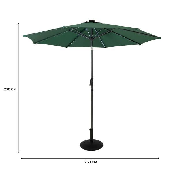 Jardi LED Tilt Parasol 2.7m With Tilt Base – Green