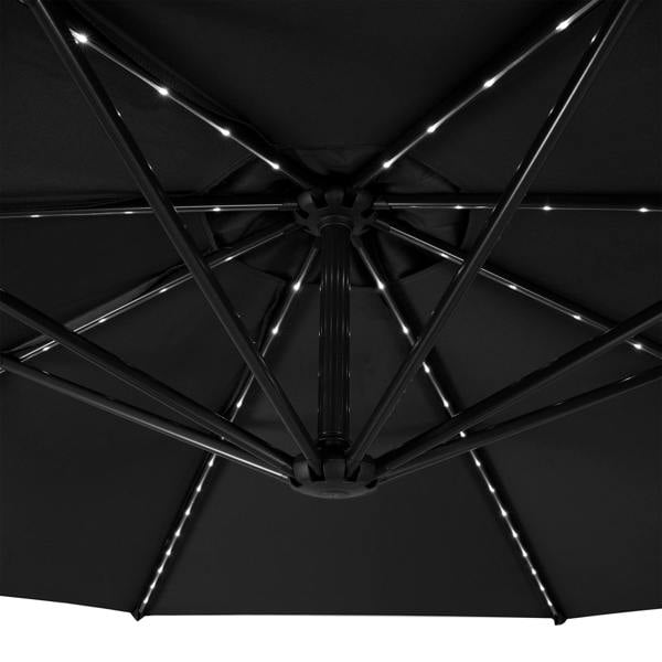 Jardi LED Cantilever Parasol 3m With Full Fan Base – Black