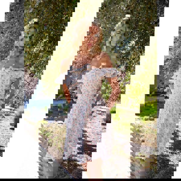 Pink Vanilla Ditsy Off The Shoulder Mini Dress