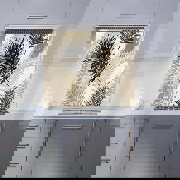 Warren Reed - Designer Black And White Tropical Palm Leaves Kitchen Splashback
