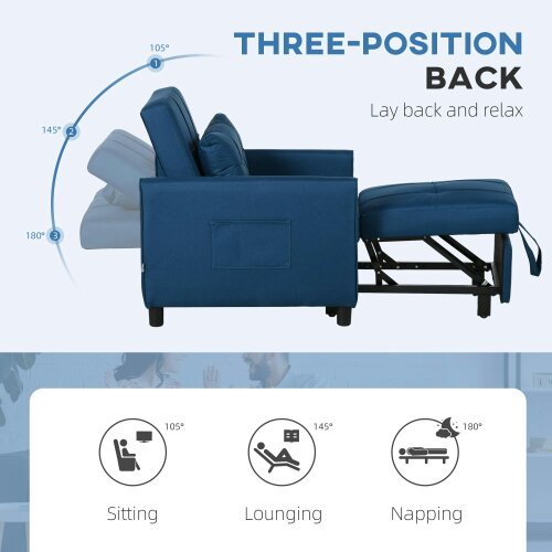 Wyld Haus Haso Linen Look Dark Blue Single Sleeper Chair