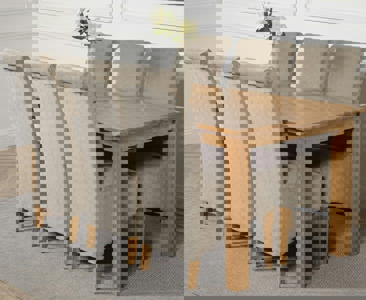 That's Furniture Oslo 180 x 90cm Large Oak Dining Set with Montana Fabric Chairs