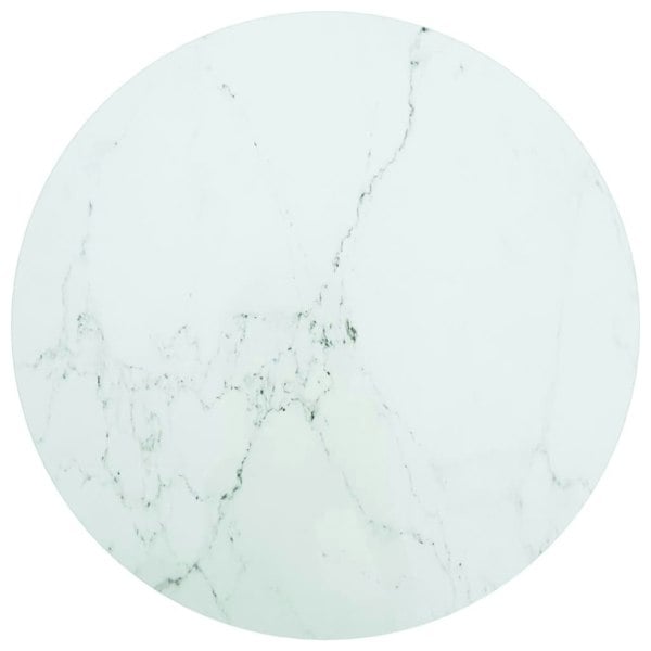 Berkfield Table Top White ?60x0.8 cm Tempered Glass with Marble Design