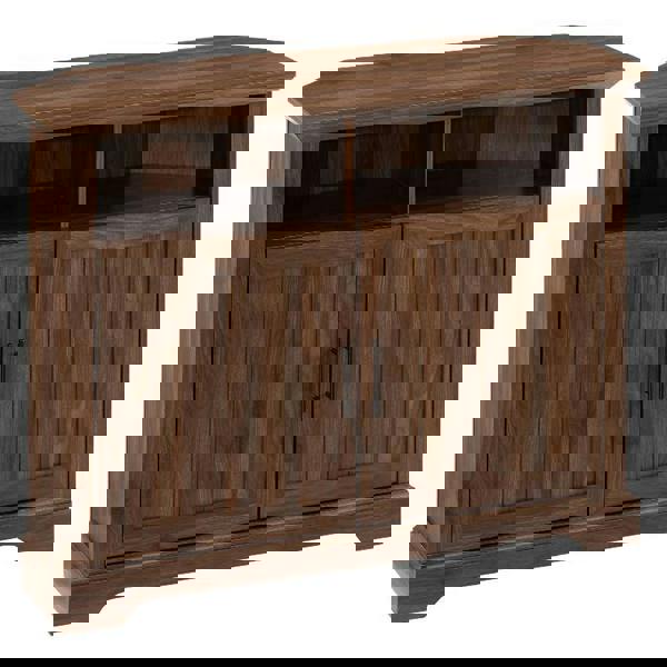 Centurion Supports SAVANNAH True-Corner-Friendly Walnut 6-Shelf Luxury Cabinet Suitable for Flat Screen TVs up to 50"