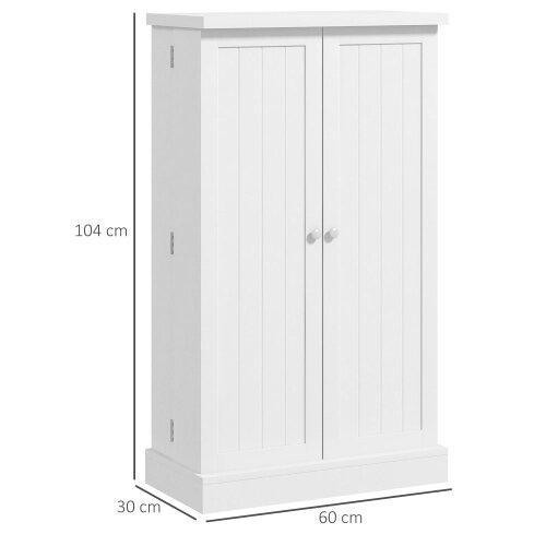 Wyld Haus Kanese Wooden White 6 Tier Kitchen Pantry Cabinet With Slatted Door Racks