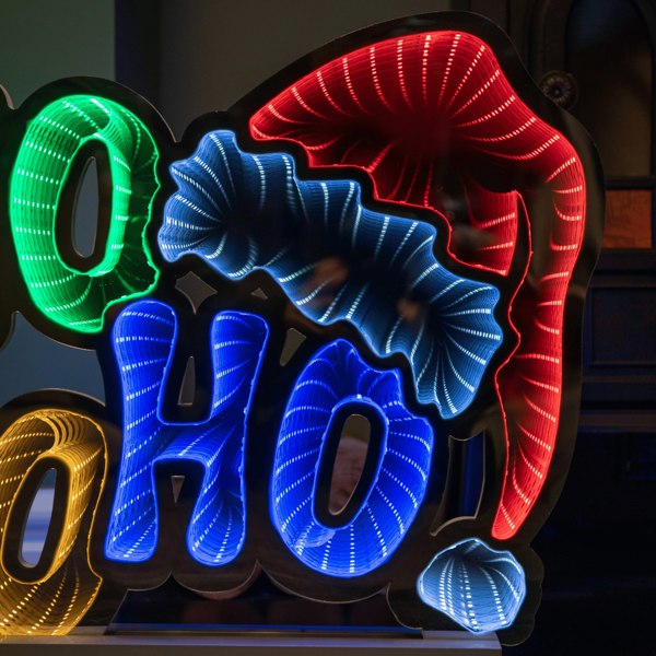 Samuel Alexander 40cm Infinity Ho Ho Ho on Metal Base with Multi-Coloured LEDs