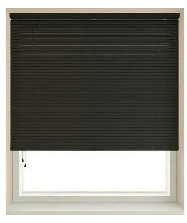 NewEdgeBlinds Black 25mm Slat PVC Venetian Blind (152cm Drop)