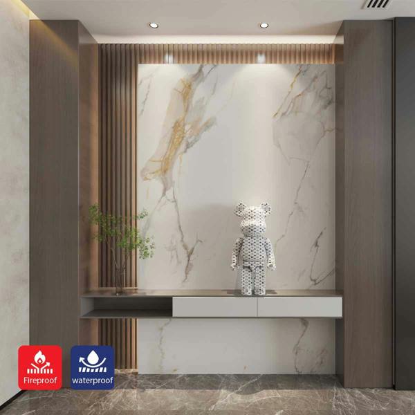 Britwall Sophisticated Charcoal High-Gloss PET Marble Wall Cladding Size:1220 x 2440 x 8 mm (Pack of 2)