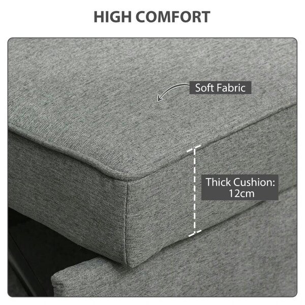 Double Sofa Bed Click Clack Sofa Bed Pull Out Bed with Adjustable Backrest for Living Room and Bedroom Grey