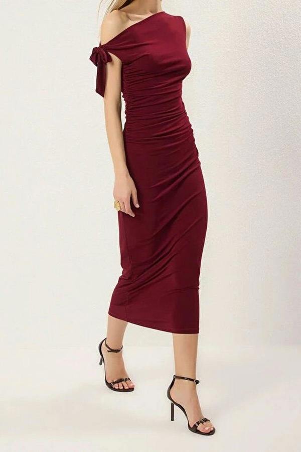 WOVCOR Fitted Maxi Stretch Pencil Knit Dress