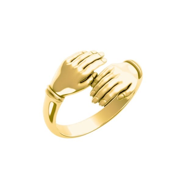 Spero London New Hug Ring With Hands Sterling Silver and Gold Plated
