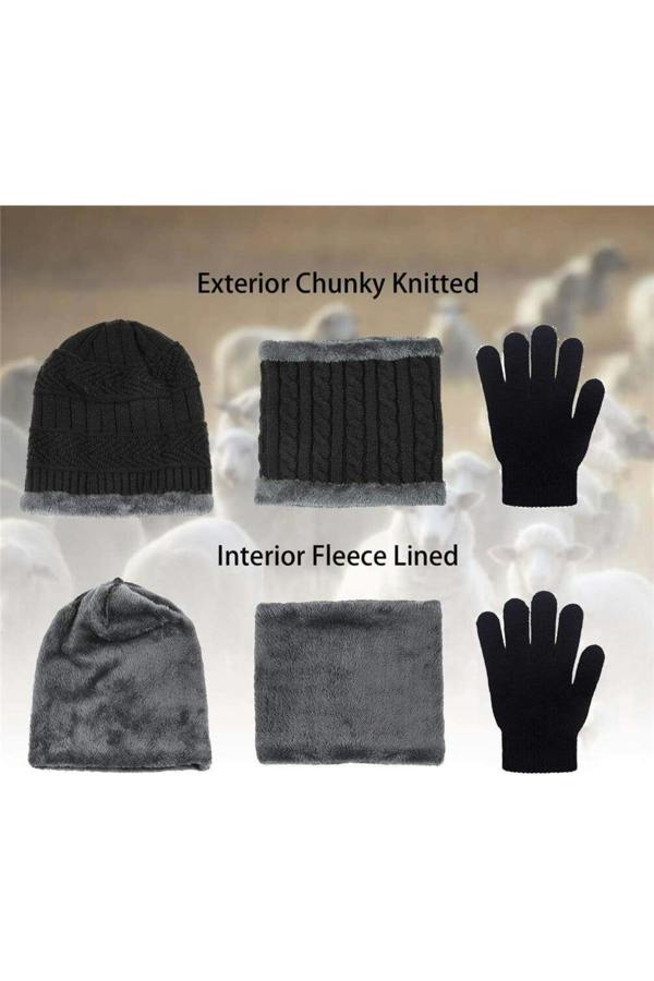 Dyzi 3-Piece Winter Essentials Set – Hat Gloves Snood Neck Warmer