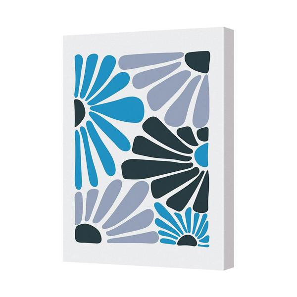 Benjamin Tate Design Modern Abstract Blue Floral Canvas Art Print For Wall Decor 6028