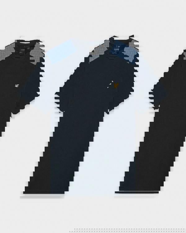 Lyle & Scott Check Panelled Mens T-Shirt - Z271 Dark Navy | CHO | Designer Mens Short Sleeve T-Shirts