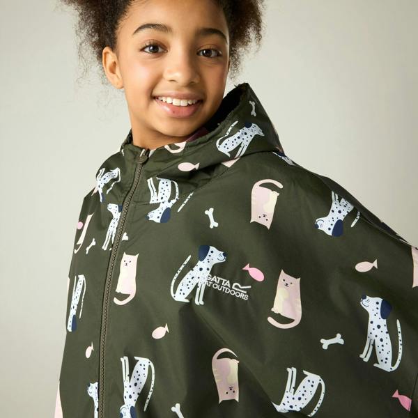 Regatta Childrens/Kids Cats & Dogs Waterproof Changing Robe - Dark Khaki - 