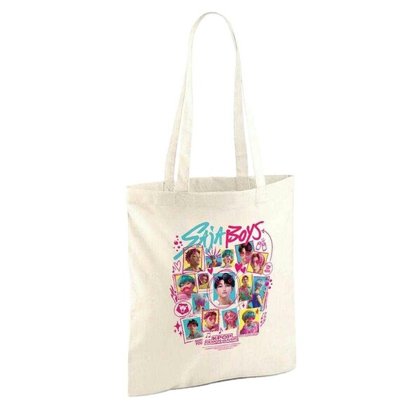 K-Pop Demon Hunters Soda Pop Doodles Saja Boys Reusable Tote Bag - Natural