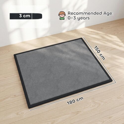 AIYAPLAY Baby Play Mat, 3CM Thick Foam Playmat Rug, 180 x 150 cm, Dark Grey