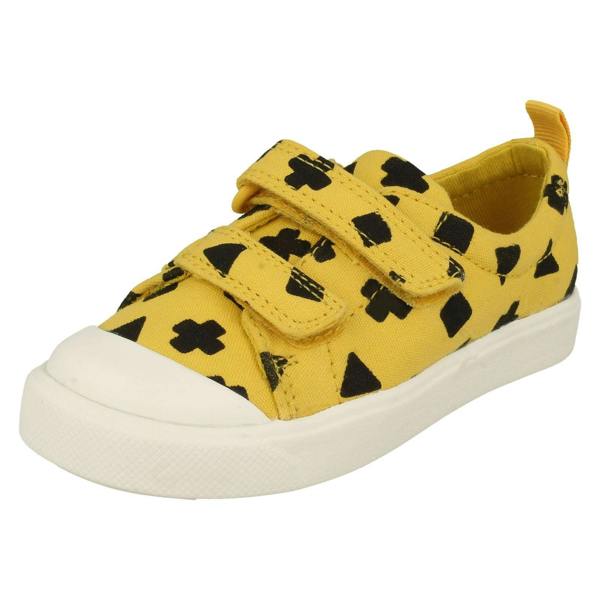 Clarks Childrens Boys Girls Clarks Pattern Detailed Canvas Shoes City Flare Lo T
