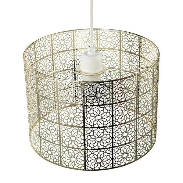 Moroccan Inspired Ceiling Pendant Light Shade in Plated Gold Finish Image 3