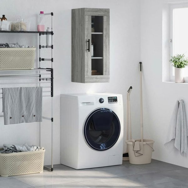 Berkfield Wall Mounted Cabinet Grey Sonoma 34.5x34x90 cm