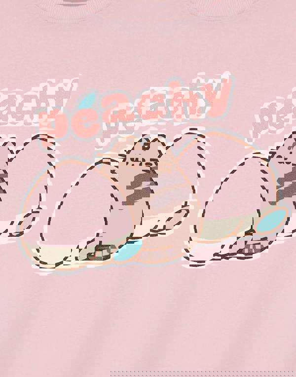 Pusheen Womens Pink Peachy Cropped Short Sleeved T-Shirt