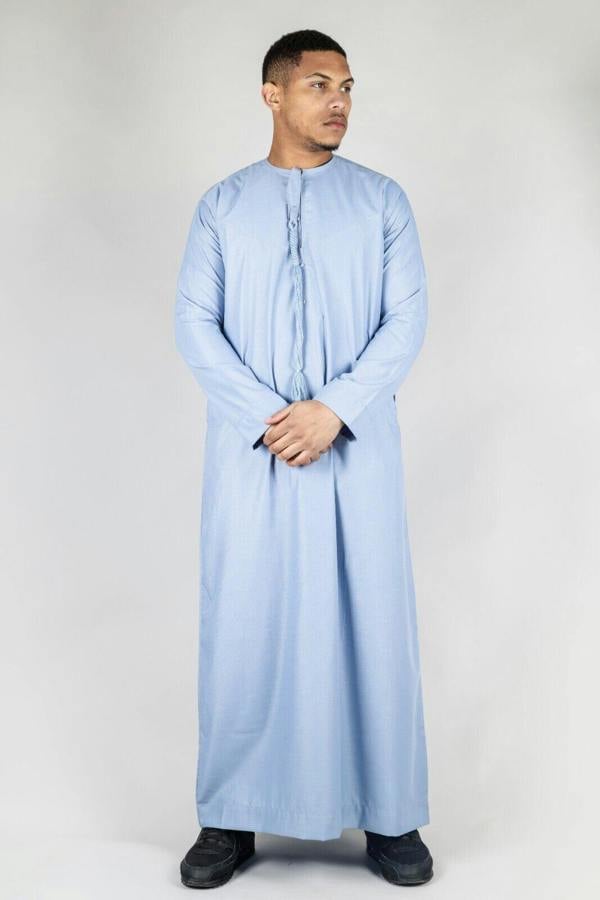 Infinity Leather Men's Thobe Emirati Islamic Jubba Robe Eid Tassel Regular Fit
