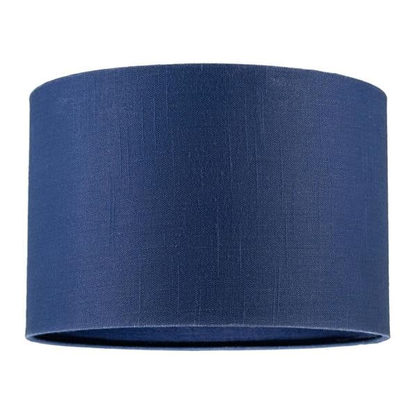 Designer Navy Peony Blue Textured Linen Fabric Circular Lamp Shade Image 1