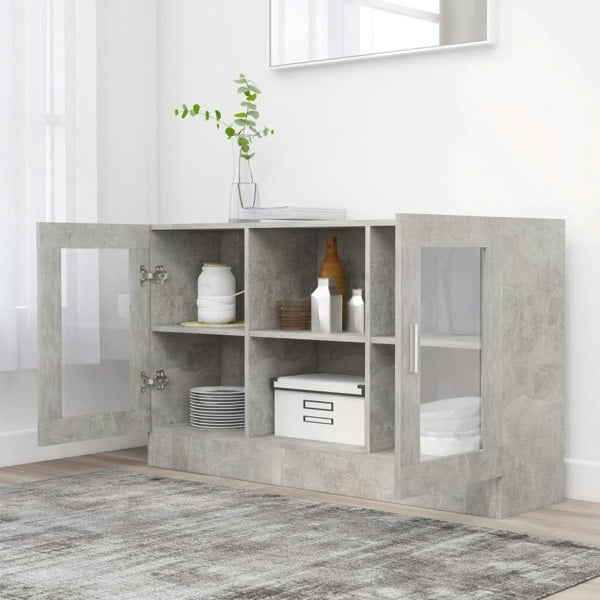 Berkfield Vitrine Cabinet Concrete Grey 120x30.5x70 cm Engineered Wood