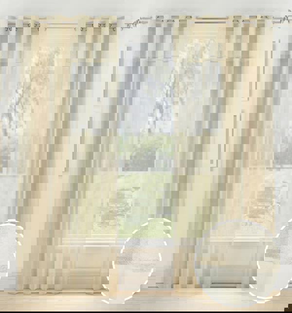 Tyrone Textiles Textured Fabric Header Voile Panels Pair with Eyelet Header