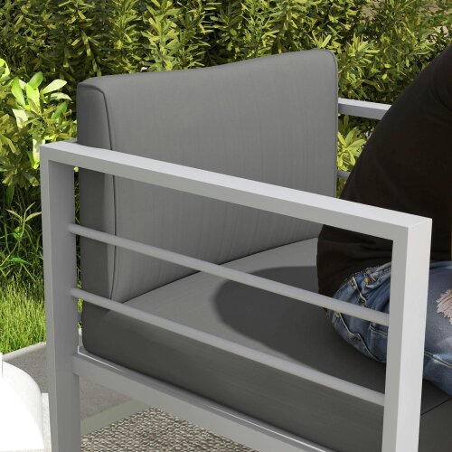 Wyld Haus Ketael Set of 2 Dark Grey Metal Outdoor Garden Chairs With Cushions
