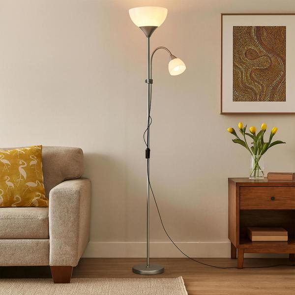 Silver Mother & Child Floor Lamp