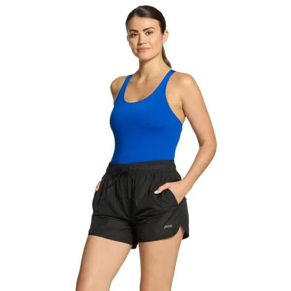 Zoggs Womens Indie black swim shorts with 30cm leg length