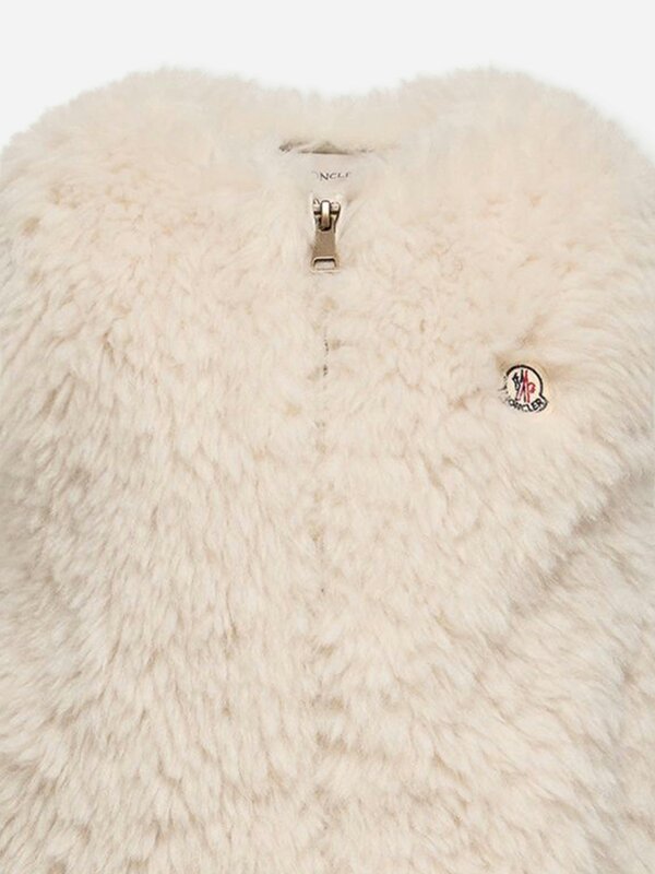 Moncler Enfant Girls Faux Fur Sleeveless Dress in Ivory