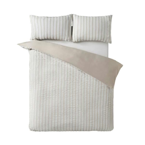 So Soft Seersucker Stripe Natural Duvet Cover Set
