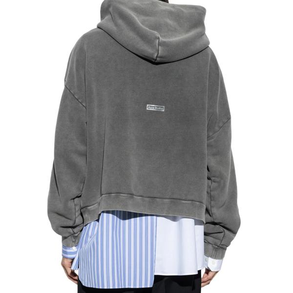 Acne Studios Logo Patch Faded Hoodie   in  Black - Black