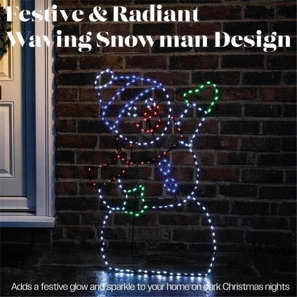 Scotts of Stow Xmas Haus  Multicolour Micro LED Metal Silhouette Snowman Outdoor with Timer