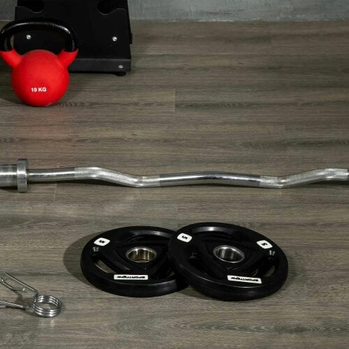 Bobobiy SPORTNOW Two 5kg Olympic Weight Plates, Tri-Grip Rubber-Coated Barbell Weights, with 5cm Holes, for Home, Gym, Office