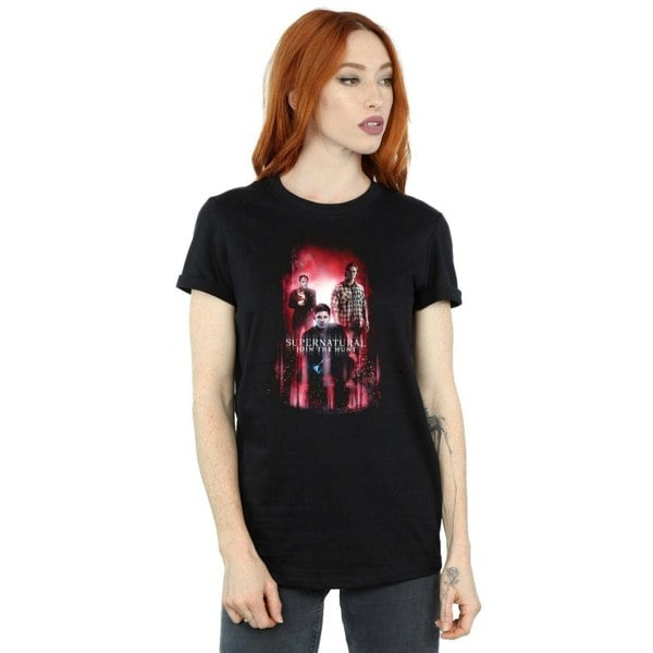 Supernatural Womens Group Crowley Cotton Boyfriend T-Shirt - Black