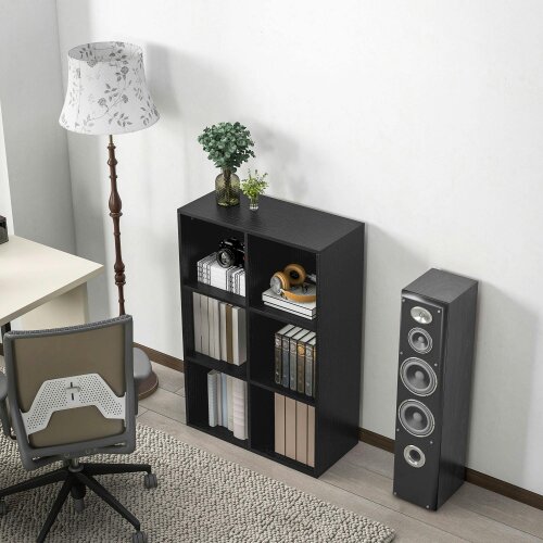 Wyld Haus Sasu Wood Black Effect 6 Cube Storage Bookcase