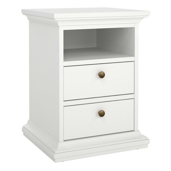 Furniture To Go Paris Bedside 2 Drawers in White