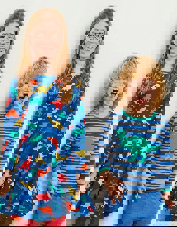 Organic Rainbow Dinosaur Print Skater Dress - Toby Tiger UK Retail