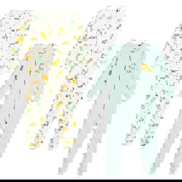 Mini Cuddles Baby Unisex 2pk Animal Printed Sleepsuits, Multicolour