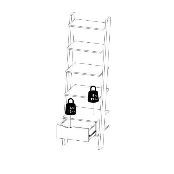 Furniture To Go Oslo Leaning Bookcase 1 Drawer in White and Oak