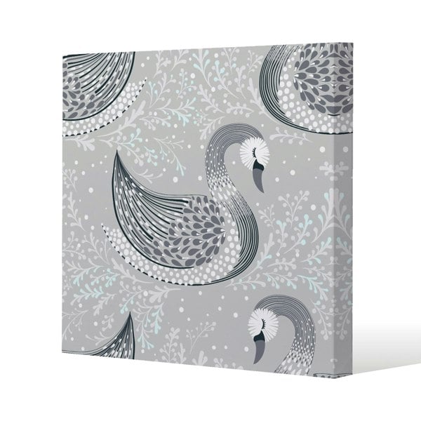 Benjamin Tate Design Decorative swans Slim Style Canvas Print  75x75cm , 15mm Slim Real wood.